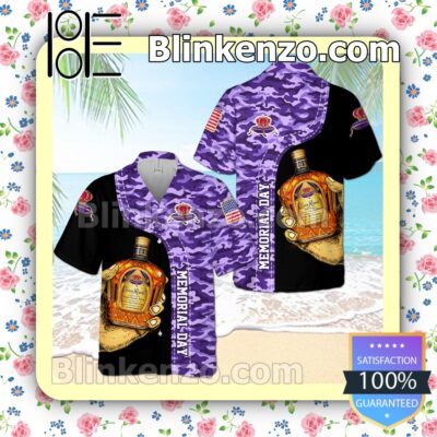 Crown Royal Memorial Day Camo Black Purple Summer Hawaiian Shirt