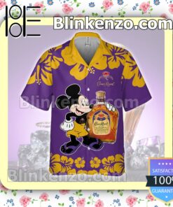 Crown Royal Mickey Mouse Hibicus Flower Purple Summer Hawaiian Shirt a
