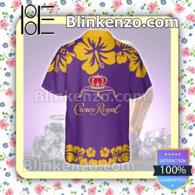 Crown Royal Mickey Mouse Hibicus Flower Purple Summer Hawaiian Shirt b