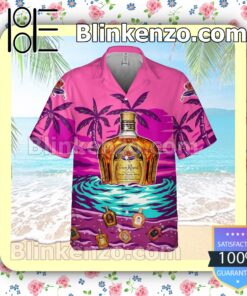 Crown Royal On The Sand Palm Tree Pink Summer Hawaiian Shirt a