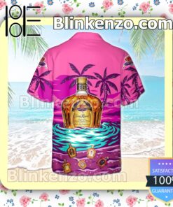 Crown Royal On The Sand Palm Tree Pink Summer Hawaiian Shirt b