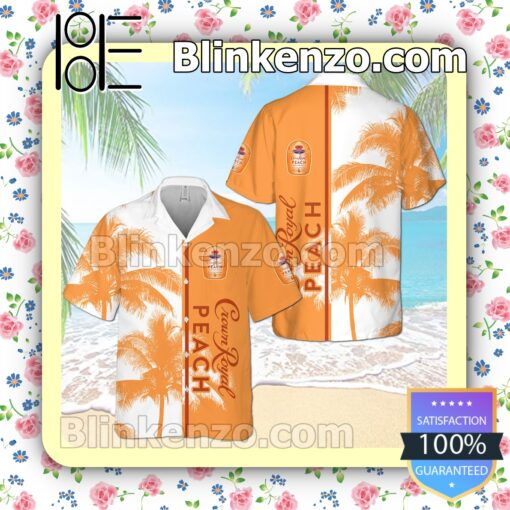 Crown Royal Peach Palm Tree Orange Summer Hawaiian Shirt