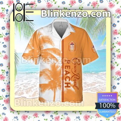 Crown Royal Peach Palm Tree Orange Summer Hawaiian Shirt a
