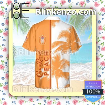 Crown Royal Peach Palm Tree Orange Summer Hawaiian Shirt b