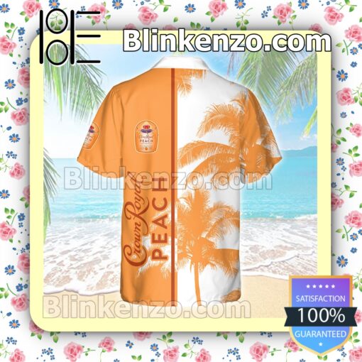Crown Royal Peach Palm Tree Orange Summer Hawaiian Shirt b