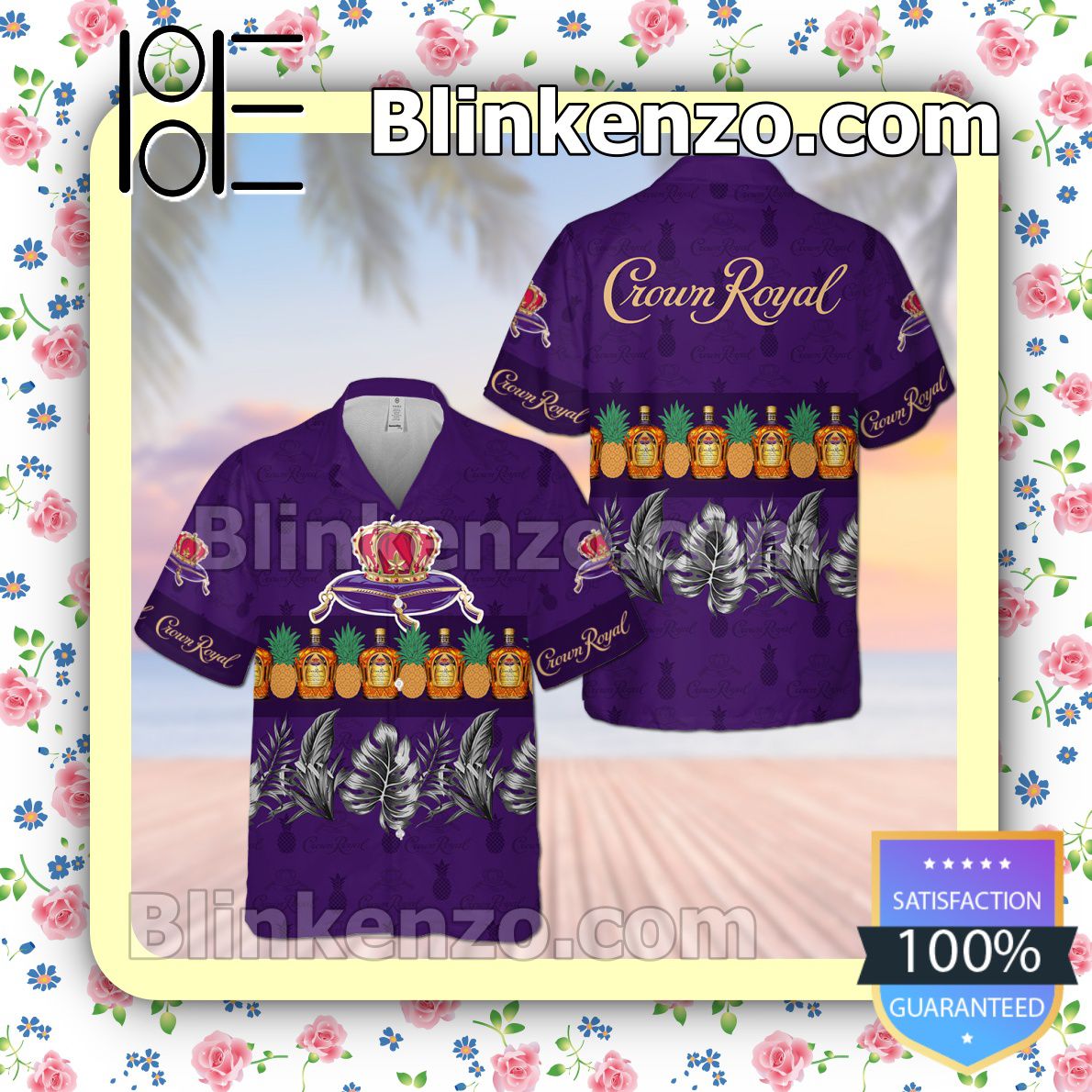 Crown Royal Pineapple Purple Summer Hawaiian Shirt, Mens Shorts