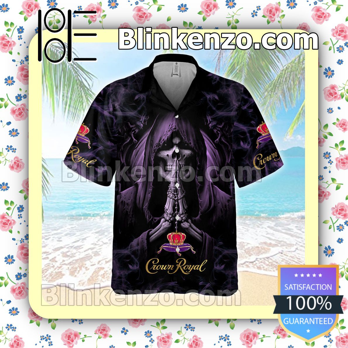 Crown Royal Praying Death Black Summer Hawaiian Shirt, Mens Shorts