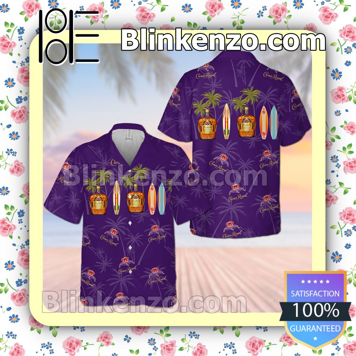 Crown Royal Purple Palm Tree Summer Hawaiian Shirt, Mens Shorts