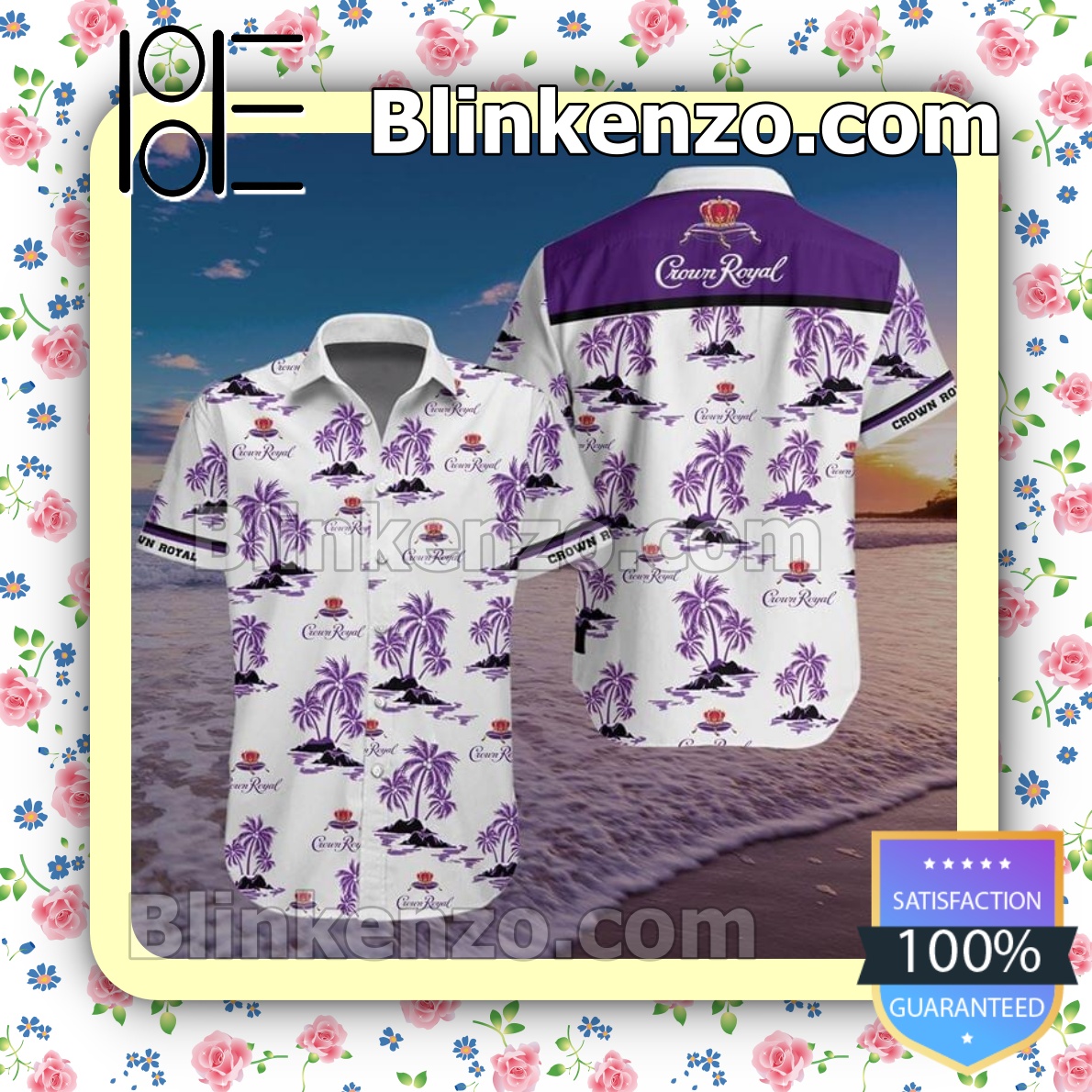 eBay Crown Royal Purple Tropical Palm Tree White Summer Shirts