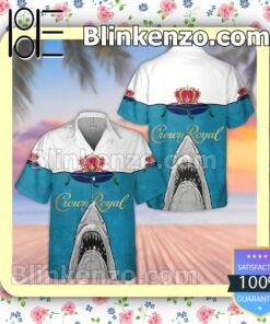 Crown Royal Shark White Blue Summer Hawaiian Shirt
