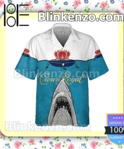 Crown Royal Shark White Blue Summer Hawaiian Shirt a
