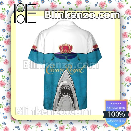 Crown Royal Shark White Blue Summer Hawaiian Shirt b