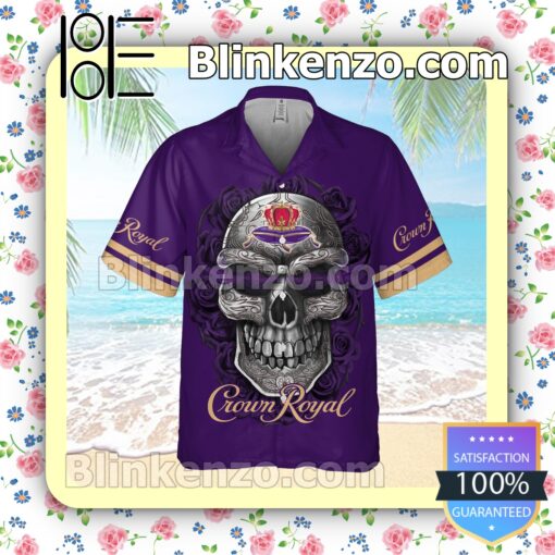 Crown Royal Skull Rose Purple Summer Hawaiian Shirt a