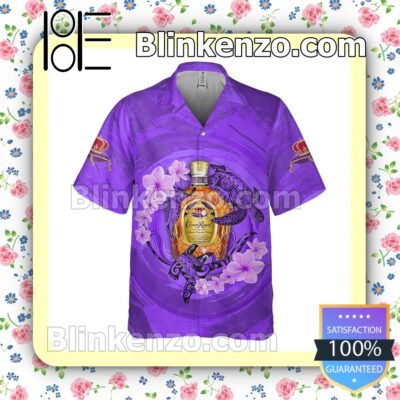 Crown Royal Turtles Flowery Purple Summer Hawaiian Shirt a