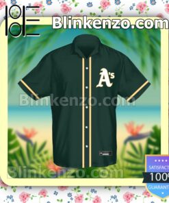 Custom Oakland Athletics Baseball Green Logo Branded Summer Hawaiian Shirt, Mens Shorts a