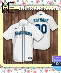 Custom Seattle Mariners Baseball White Summer Hawaiian Shirt, Mens Shorts