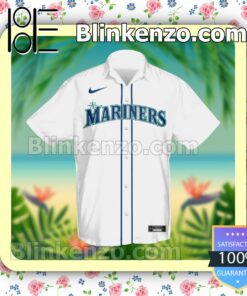 Custom Seattle Mariners Baseball White Summer Hawaiian Shirt, Mens Shorts a