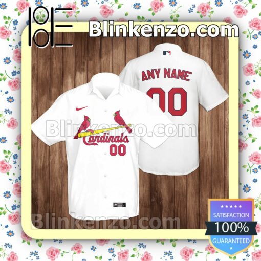 Custom St. Louis Cardinals Baseball White Summer Hawaiian Shirt, Mens Shorts