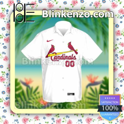 Custom St. Louis Cardinals Baseball White Summer Hawaiian Shirt, Mens Shorts a