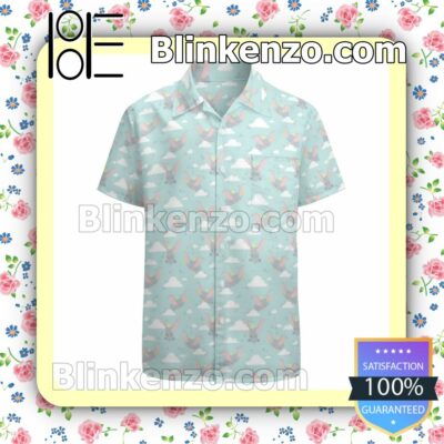 Cute Dumbo Blue Tribal Pattern Summer Hawaiian Shirt, Mens Shorts