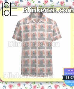 Cute Dumbo Elephant Pattern Summer Hawaiian Shirt, Mens Shorts