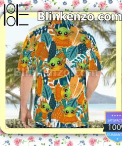 Cute Star Wars The Child Leaf Pattern Hawaiian Shirts, Swim Trunks a