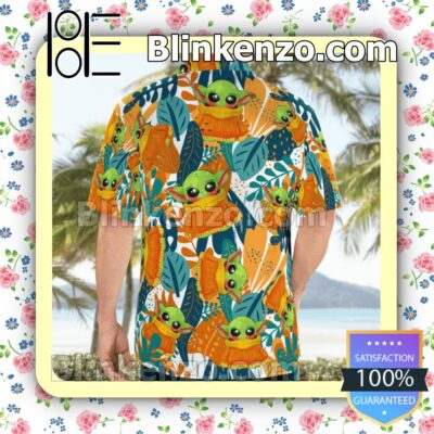 Cute Star Wars The Child Leaf Pattern Hawaiian Shirts, Swim Trunks a