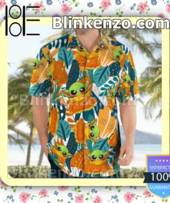 Cute Star Wars The Child Leaf Pattern Hawaiian Shirts, Swim Trunks b