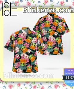 Cute Star Wars The Child Tropical Leaf Hibiscus Hawaiian Shirts, Swim Trunks