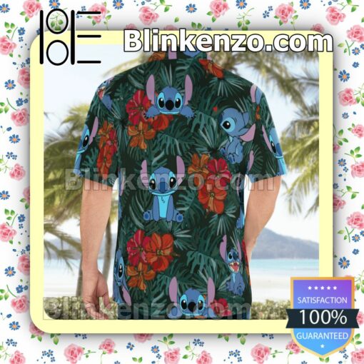 Cute Stitch Tropical Hibiscus Leaf Summer Shirts a