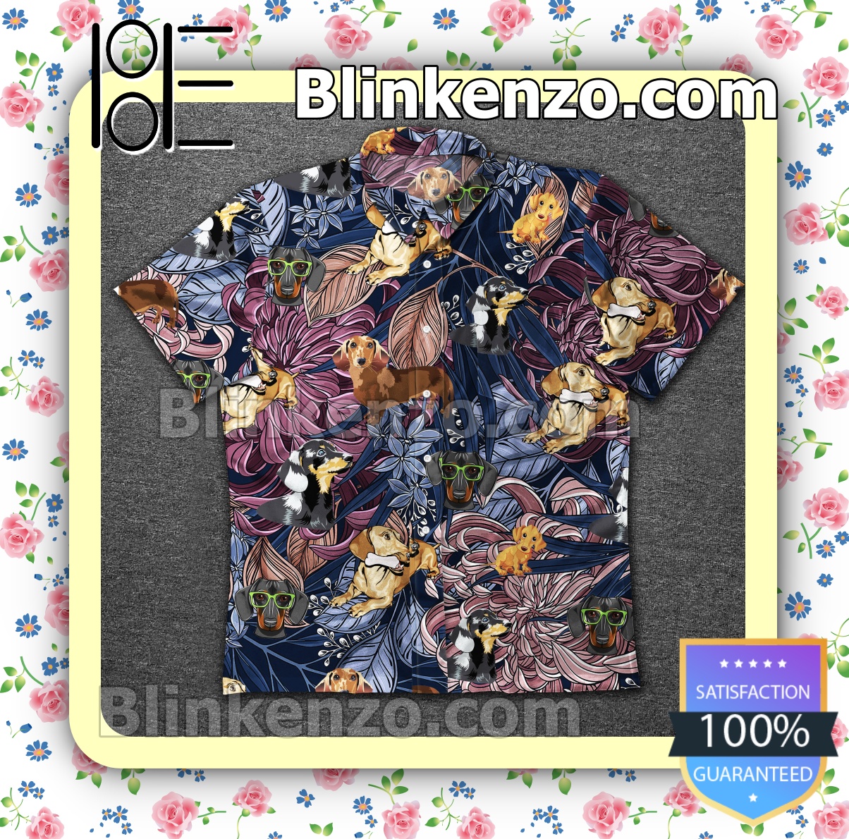 Official Dachshund Dog With Flower Summer Shirts