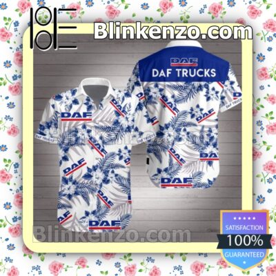 Daf Trucks Navy Tropical Floral White Summer Shirts