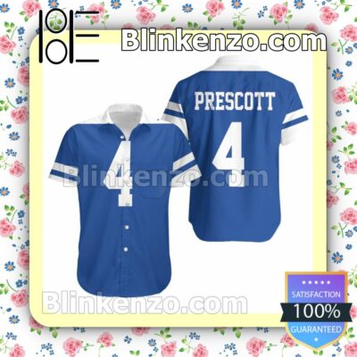 Dallas Cowboys Dak Prescott 4 Royal Jersey Inspired Style Summer Shirt