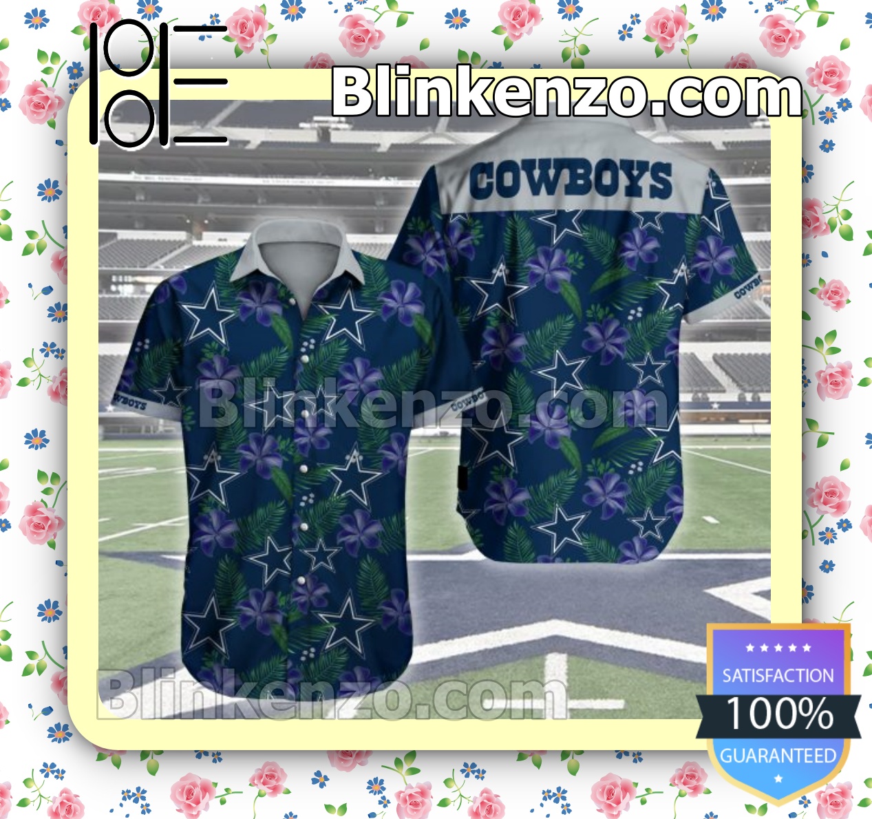 Cheap Dallas Cowboys Star Floral Navy Summer Shirts