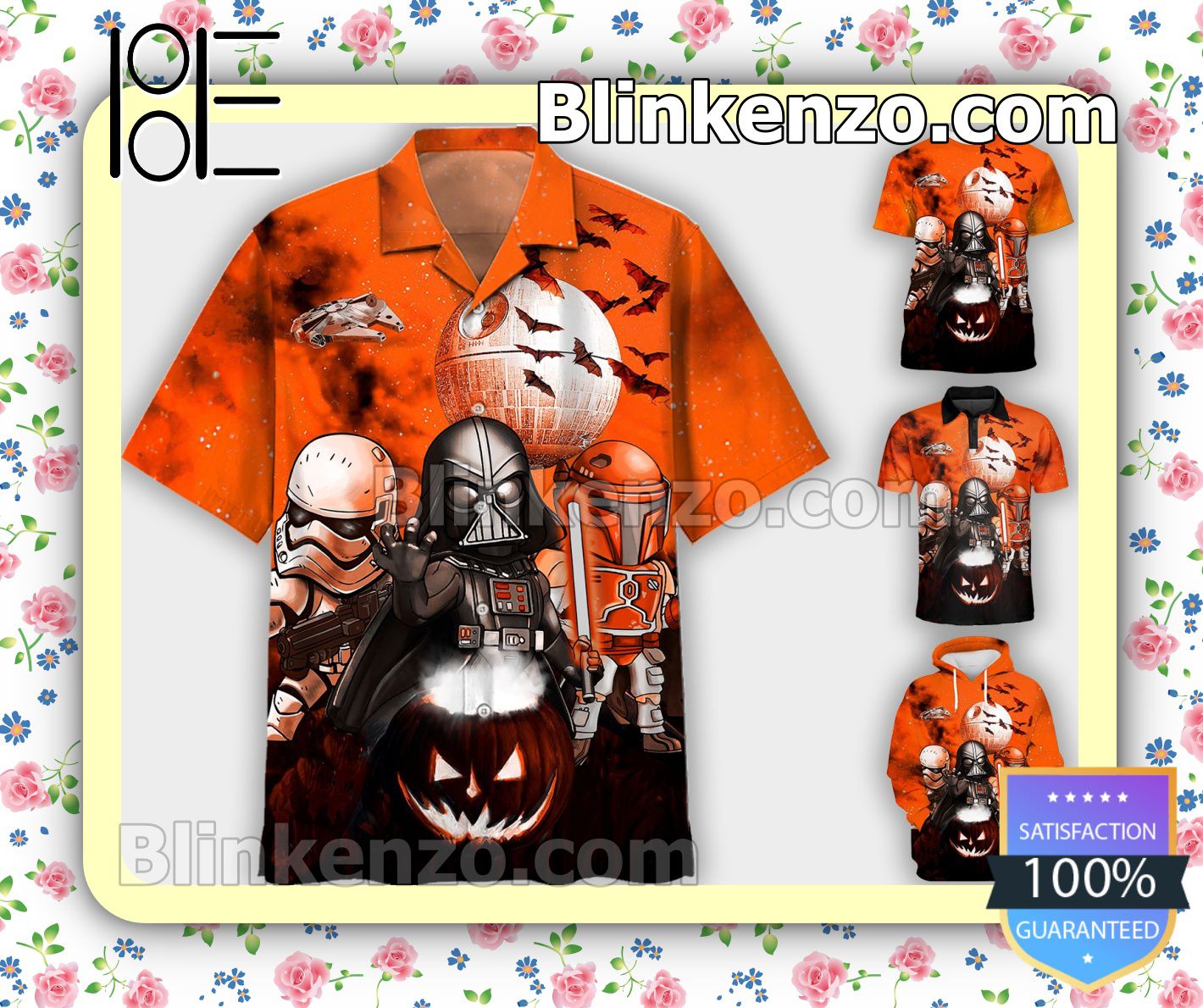 Darth Vader Boba Fett Stormtrooper Halloween Orange Embroidered Polo Shirts