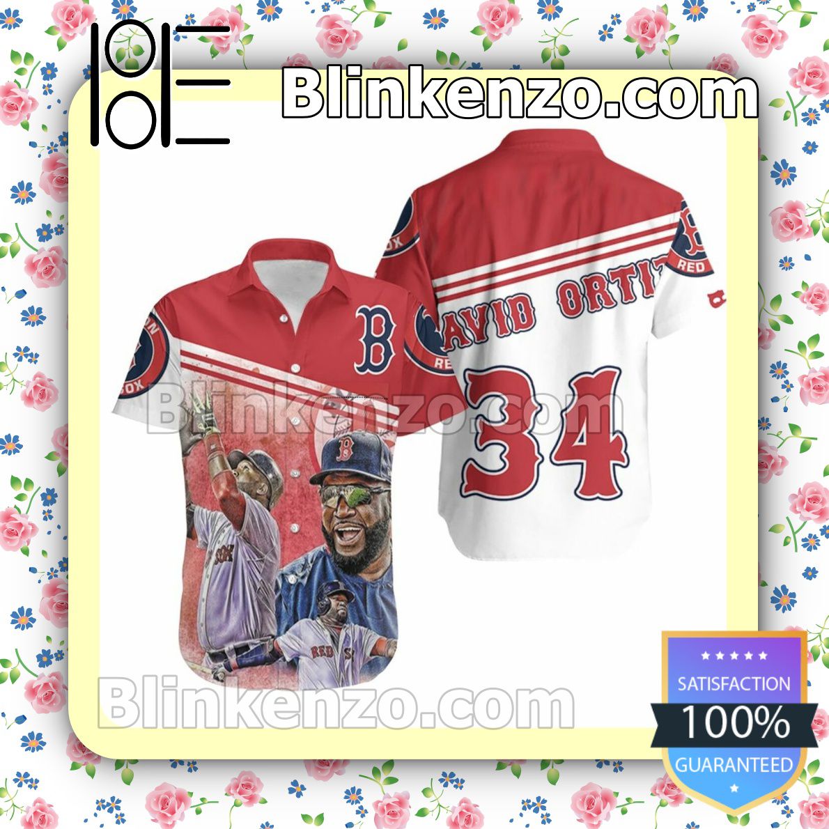 Boston Red Sox David Ortiz Name and Number Road T Shirt Jersey