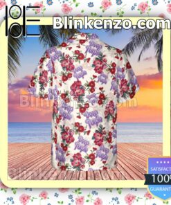 Deep Purple Rock Band Floral Pattern White Summer Hawaiian Shirt, Mens Shorts a