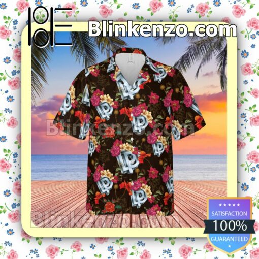 Deep Purple Rock Band Logo Floral Pattern Summer Hawaiian Shirt, Mens Shorts