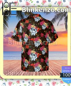 Deep Purple Rock Band Logo Floral Pattern Summer Hawaiian Shirt, Mens Shorts a