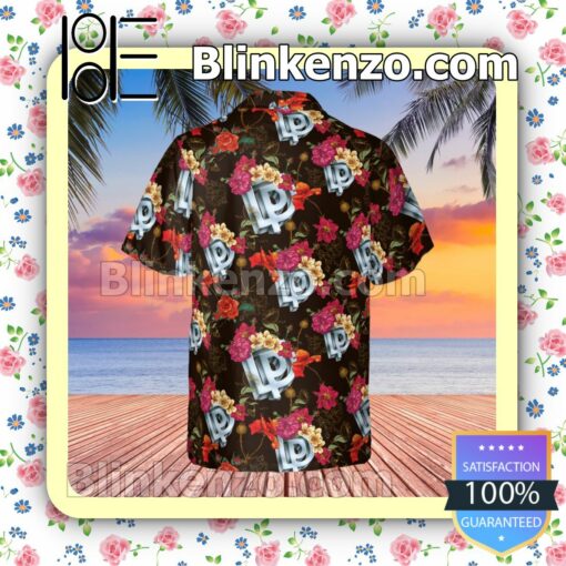 Deep Purple Rock Band Logo Floral Pattern Summer Hawaiian Shirt, Mens Shorts a