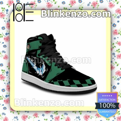 Demon Slayer Tanjiro Water Breathing Air Jordan 1 Mid Shoes b