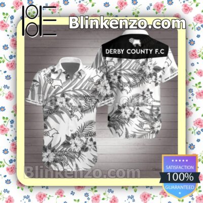 Derby County Fc Black Tropical Floral White Summer Shirts