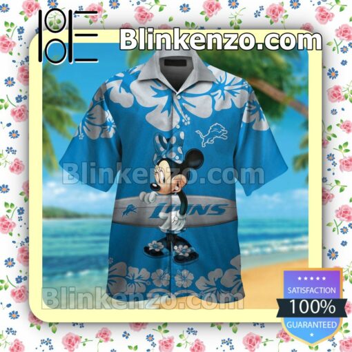 Detroit Lions & Minnie Mouse Mens Shirt, Swim Trunk