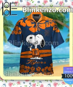 Detroit Tigers Snoopy Mens Shirt, Swim Trunk