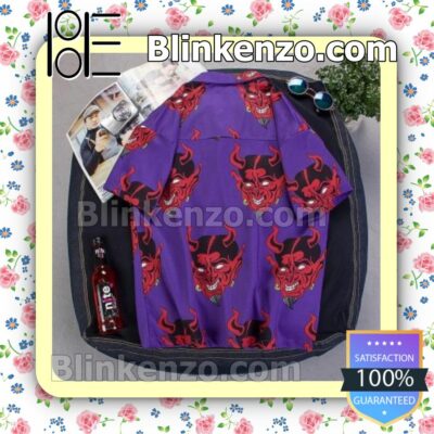 Devil Full Printing Purple Summer Shirts