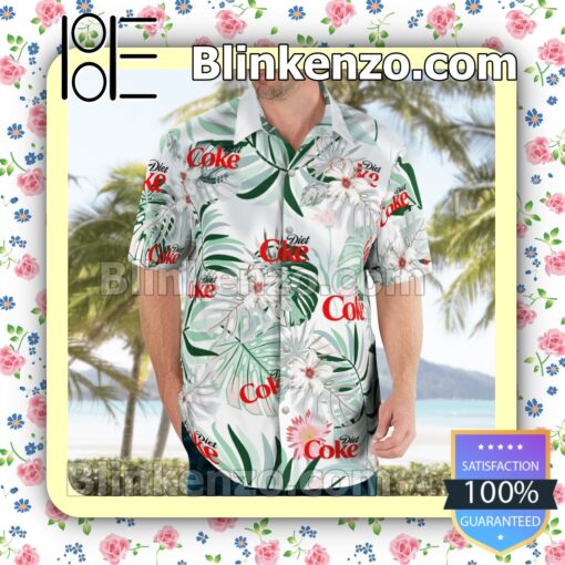 Diet Coke Logo Flowery Summer Hawaiian Shirt b