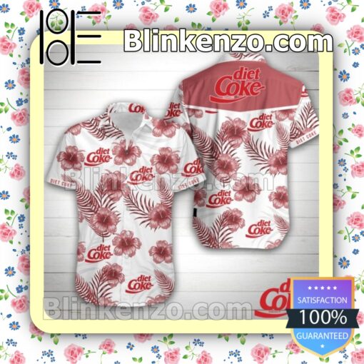Diet Coke Pink Hibiscus White Summer Shirts