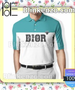 Dior Bee Teal And White Embroidered Polo Shirts