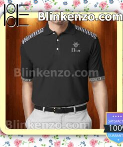 Dior Luxury Brand Black Embroidered Polo Shirts