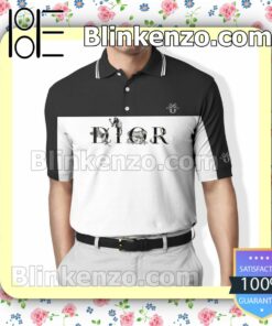 Dior With Animals Black And White Embroidered Polo Shirts